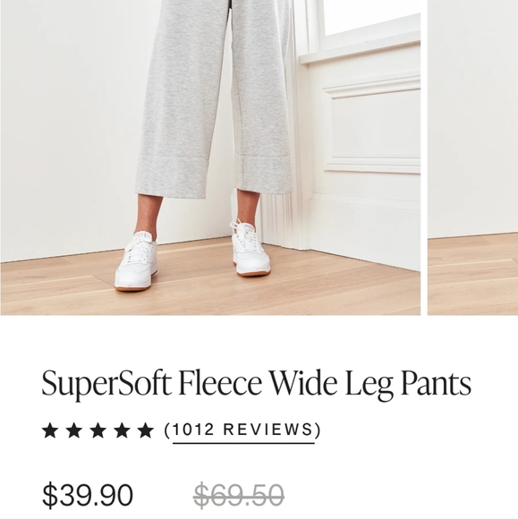 Quince NAVY Super Soft Fleece Wide Leg Pants Navy - Picture 7 of 10